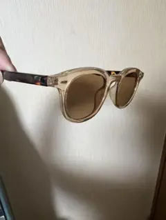 ビンテージ鼈甲フレームクリアベージュ ラウンドサングラス