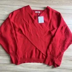NICE CLAUP 赤 Vネックセーター Fサイズ