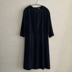 良品【KEITH】ワンピース ネイビー ドット柄 七分袖 サイズ38 保護時会のサムネイル