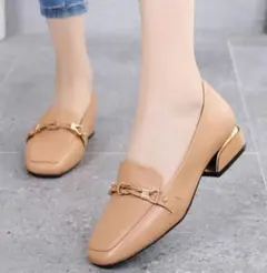 ★本革ビットパンプスローファー23.5㎝ベージュ