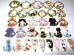【猫 チャーム 33個セット】ねこ アクセサリー ハンドメイド 素材 パーツ