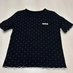 ドット柄 半袖 カットソー ブラック ハート刺繍のサムネイル