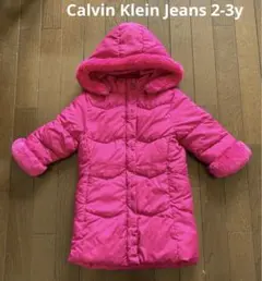 ヒロ。ファー付きピンクダウンジャケット、カルバンクライン 美品 ヒロ。ファー付きピンクダウンジャケット、カルバンクライン 美