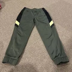 キッズ ロングパンツ オリーブグリーン　ストライプ