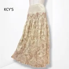 【KCY'S】プリーツスカート 花柄 ロング 上品 カジュアル 日本製 S