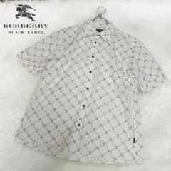 希少 極美品 バーバリーブラックレーベル 半袖シャツ モノグラム 総柄 ブラウス