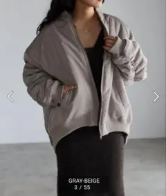 ボンジュールサガン BONJOUR SAGAN 袖ギャザー中綿MAー1ブルゾン