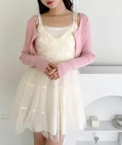 【Loueme】チュールティアードミニキャミワンピース