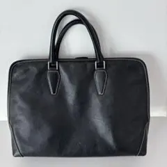 DEUX MONCX ブラックレザービジネスバッグ