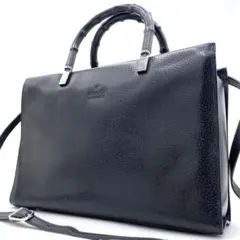 極美品✨グッチ バンブー トートバッグ 2way ハンドバッグ 本革 ブラック