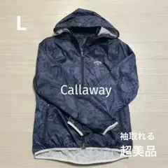 超美品 キャロウェイ レディース ナイロン パーカー ジャケット 濃紺柄 L