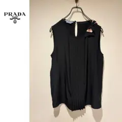 PRADA プラダ シルク混 リボン ボウタイ ニット ポロシャツ 赤 - メルカリ