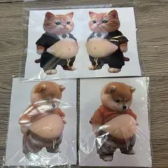 お腹ぷにぷにシール 柴犬 ねこ おなかぷくぷくシール 3Dシール 4匹