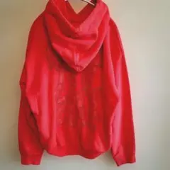 ユニクロ　CHAOTIC パーカー　赤　バックプリント　アメカジ　ポップ