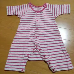 ベルメゾン　ストライプ柄ロンパース 　70cm 綿100%