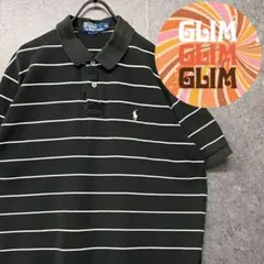 90s 古着◆ポロバイラルフローレン ボーダーポロシャツ ブラック メンズ2XL