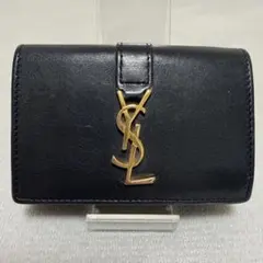 三つ折り財布　YSLライン オリガミ タイニーウォレット ブラック
