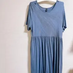 2XL ブルーカットソーワンピース 半袖