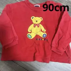 お値下げ不可。MIKIHOUSE 赤 クマ刺繍 レトロ　トレーナー 90cm