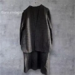 フランス古着 ワンピース アンサンブル ロングベスト ジャケット セットアップ