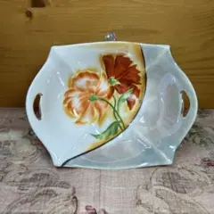 ラスター彩 豪華 金彩 金縁 花柄 陶器皿 トレイ 持ち手付 オールドノリタケのサムネイル
