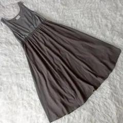 『センスオブプレイス』 (F) 異素材ドッキングフレアワンピース ノースリーブ