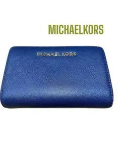 MICHAELKORS2つ折り財布 紺色 中古 マイケルコース