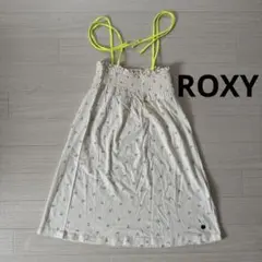 ROXY ロキシー アンカー柄 キャミソール ネオンイエロー紐 美品のサムネイル