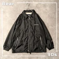 90s Bear 裏フリース 刺繍 ナイロンジャケット ブラック XL相当のサムネイル