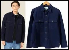 G② メルトン × インヘリット コラボ 肉厚 シャツ ジャケット CPO 紺
