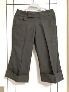 オフィスカジュアル対応♪ダークブラウン　大人のきれいめハーフパンツ