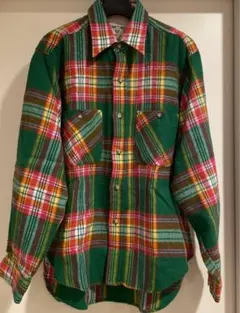 【GARRISN】ネルシャツ　グリーン　ピンク　イエロー　暖かい　フリーサイズ