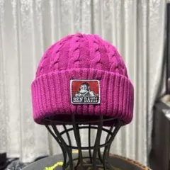 BEN DAVIS ピンク　コットンニットキャップ　ケーブル編み