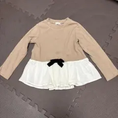 ベージュとホワイトの長袖カットソー　120センチ