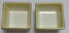 白＆黄色 陶器製小皿2個セット