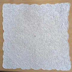 高級 汕頭（スワトウ）刺繍 ハンカチ 手刺繍 レース ビニールに黄ばみ有り