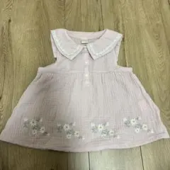 セーラー襟ピンク袖なしチュニック100