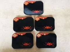 秀衡塗　翁知屋　漆黒　菓子器5枚