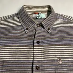 Hush Puppies 長袖シャツ ストライプ柄 グレー LL クリーニング済