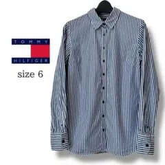美品✨TOMMY HILFIGER 長袖ストライプシャツ ネイビー×ホワイト