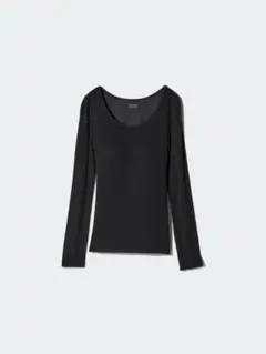 UNIQLO ユニクロ 極暖ヒートテック リブUネックブラTシャツ ブラック M