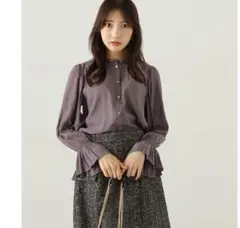 プロポーションボディドレッシング　フリルブラウス　М　グレー