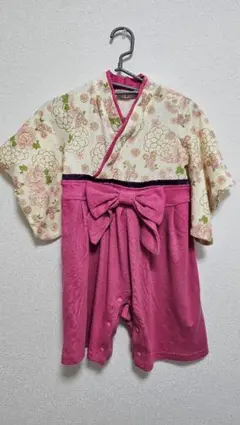 最終値下げ！ラジェム金箔花柄リボン付きベビー袴80サイズ着物女の子可愛い
