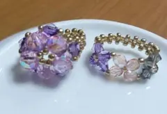 スワロフスキー、チェコのビーズリング 2個セット　サイズ11〜13