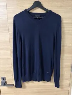 EMPORIO ARMANI Vネック ニット ネイビー M