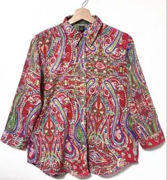 ラルフローレン Ralph Lauren 七分袖 ペイズリー 柄シャツ 古着