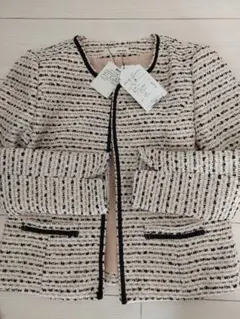 【新品未使用】【値下げ】　ノーカラーツイードジャケット　Mサイズ