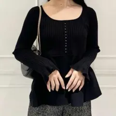 【新品タグ付き】SNIDEL バックディテールペプラムプルオーバー BLK