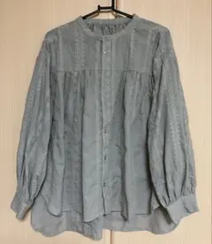 大人気classicalelfヴィンテージ刺繍。2wayシアーバンドカラーシャツ