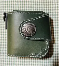 ハンドメイド⭐️本革ショートウォレット⭐️コンチョインディアン
